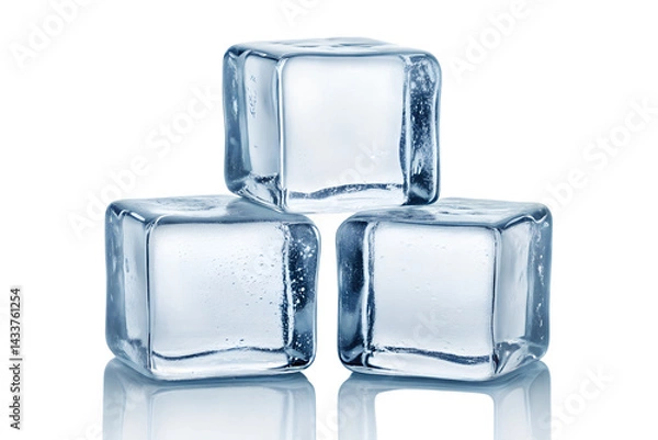 Fototapeta Crystal Clear Ice Cubes on Transparent Background – High-Resolution PNG