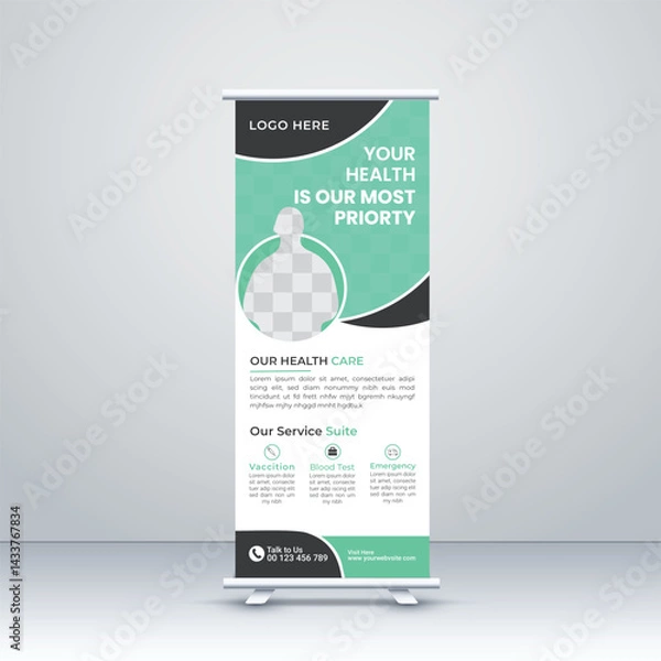 Obraz Medical rollup banner modern template Health care banner vector design