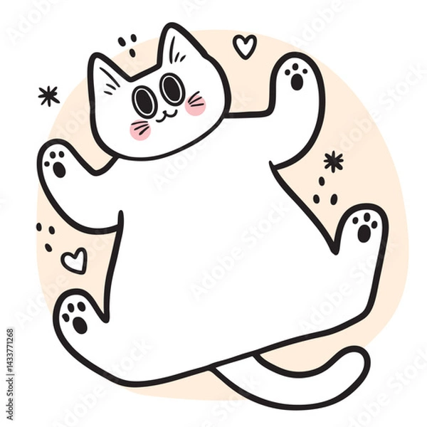Obraz Cute cat cartoon digital line drawing element.