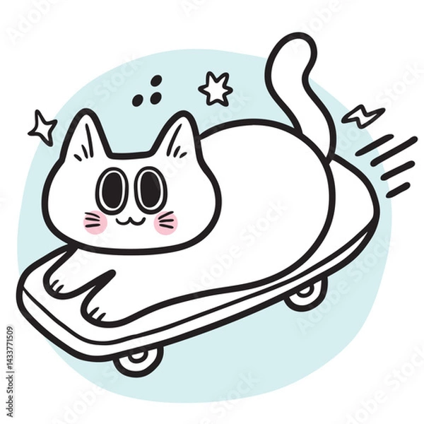 Obraz Cute cat cartoon digital line drawing element.