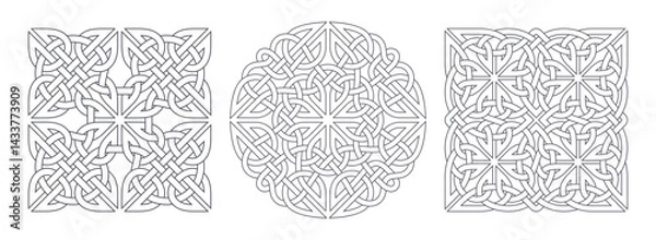 Obraz Celtic square and circular knots. Geometric decorative ornament design.