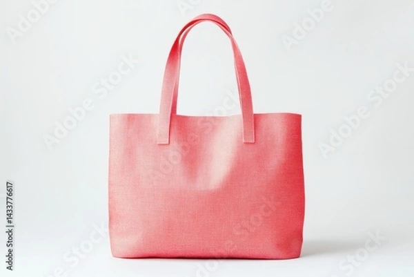 Fototapeta Coral tote bag with sturdy handles and a simple design, perfect for shopping and carrying essentials in style.