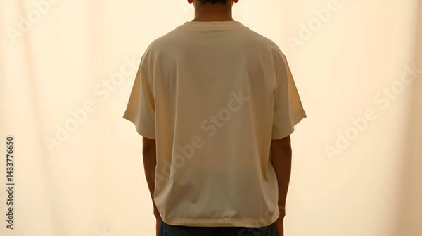 Fototapeta Modern Blank Box-Cut T-Shirt Mockup, Unisex Relaxed Fit