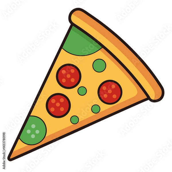 Obraz Pepperoni Pizza Slice Illustration With Toppings For Food Related Designs