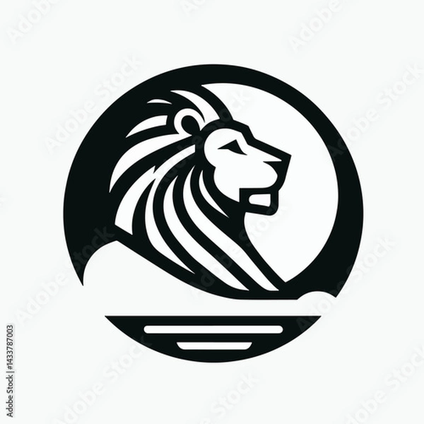 Fototapeta A bold, simple graphic of a lion's profile, centered in a circle.