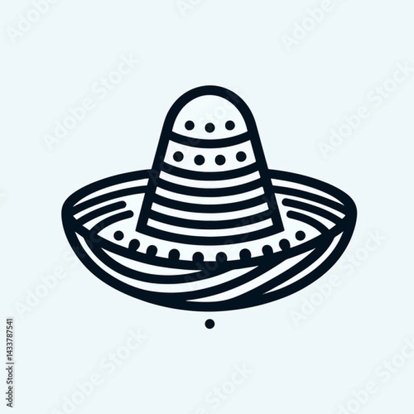 Fototapeta A simple, black and white graphic of a sombrero.