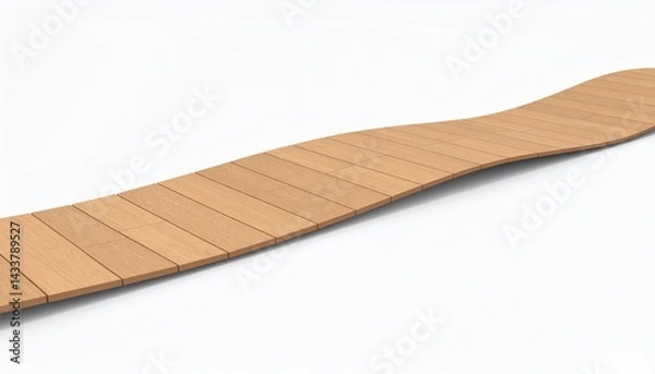 Fototapeta Curved wooden walkway installation outdoor park landscape design natural environment aerial view creative pathway concept