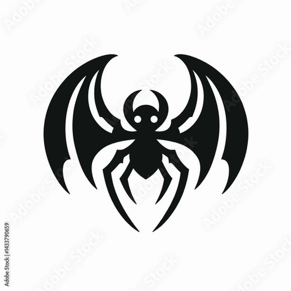 Fototapeta A stylized spider with bat-like wings, likely for tattoo or graphic design use.