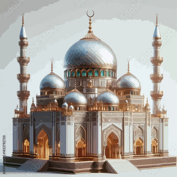 Fototapeta A detailed 3D model of a magnificent mosque.