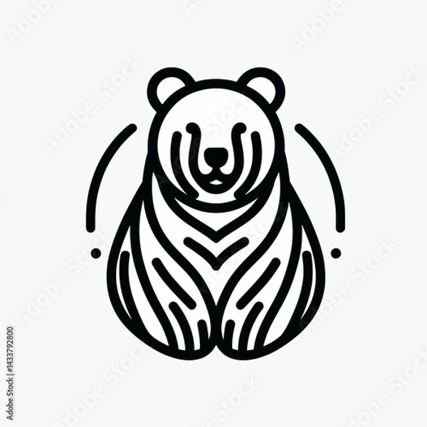 Fototapeta A bold black line drawing of a bear, emphasizing its form through intricate lines.