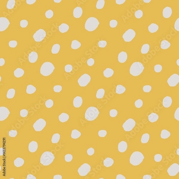 Obraz seamless pattern with white polka dots on yellow background 