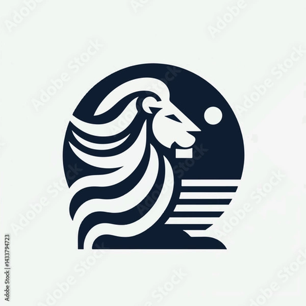 Fototapeta A modern, stylized logo of a lion's profile.