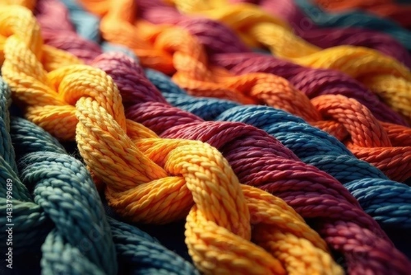 Fototapeta Interwoven natural fibers creating a textured pattern , fabric, backdrop, macro