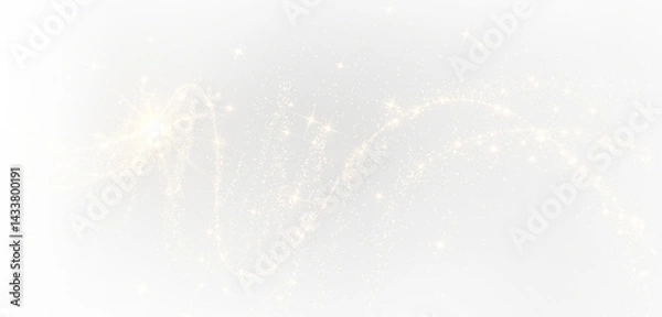 Fototapeta Festive gold sparkle dust PNG. Transparent shimmer particle with glowing confetti dust effect.
