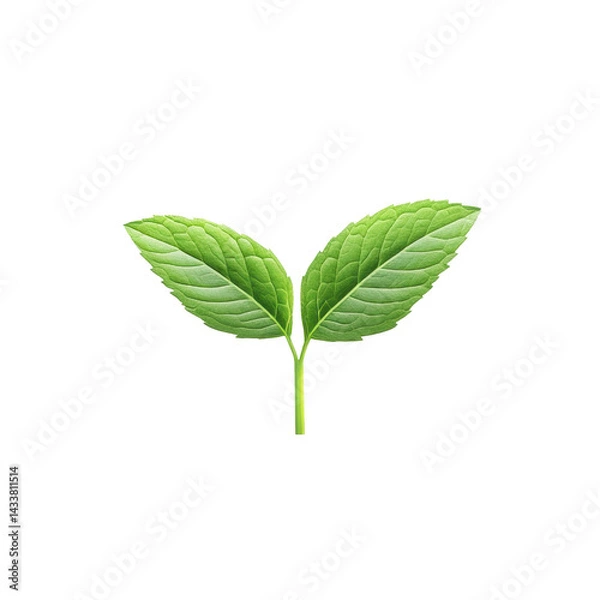 Obraz Fresh green leaves symbolize growth and renewal, perfect for branding or design projects. Their vibrant color adds touch of nature beauty transparent background