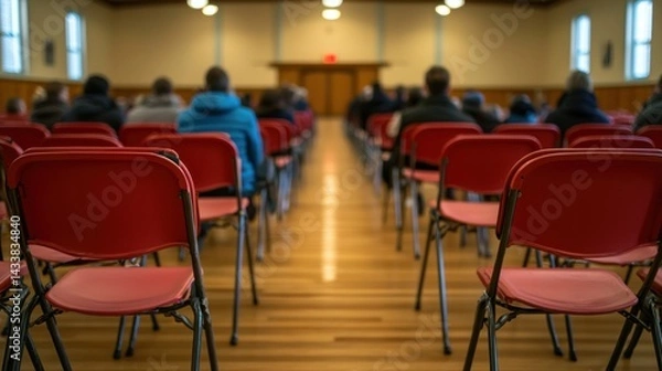 Fototapeta Community forum on flooding preparedness strategies and inundation disaster discussion