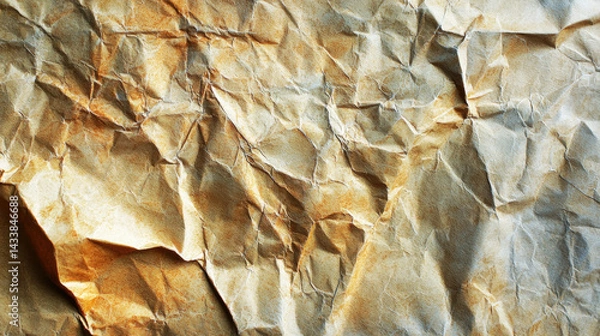 Fototapeta Crumpled paper texture with warm tones and intricate details creates unique visual appeal