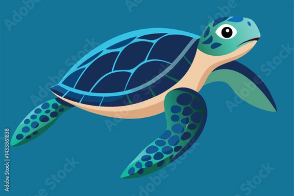 Fototapeta Colorful sea turtle swimming gracefully in clear ocean waters during daytime