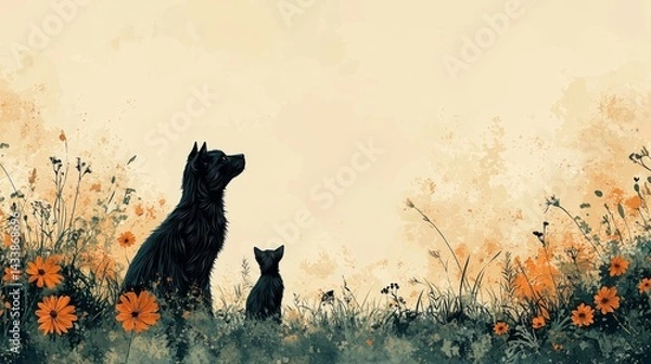 Fototapeta An informative banner background featuring facts and advice for pet owners on pet health and care, set against a calming gradient