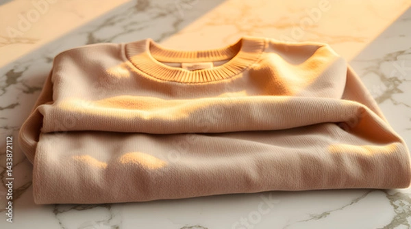 Fototapeta Elegant Blank Cashmere-Blend Sweatshirt Mockup on Marble Surface