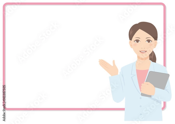 Obraz 白衣の女性 医師 薬剤師 ホワイトボード