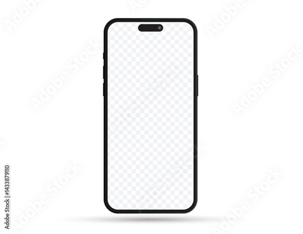 Obraz Blank smartphone mockup with empty touch screen isolated on transparent background.