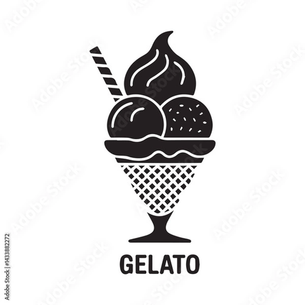 Fototapeta Black Gelato Design Vector Icon on White Space