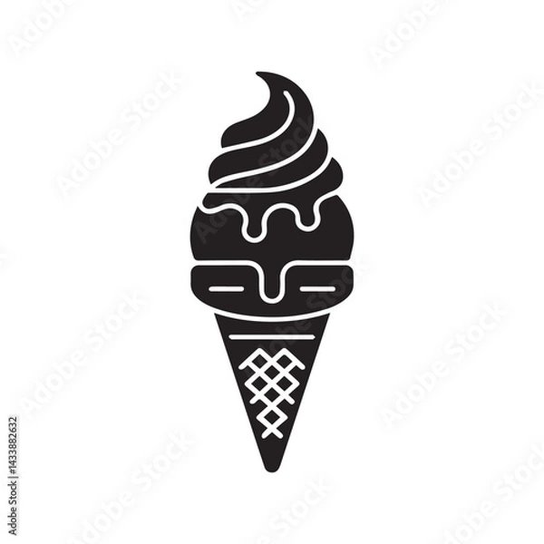 Fototapeta Clean White Background with Black Gelato Icon Vector
