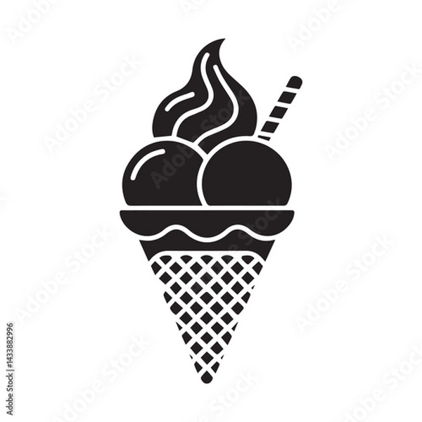 Fototapeta Simple Black Gelato Icon Isolated on White Background