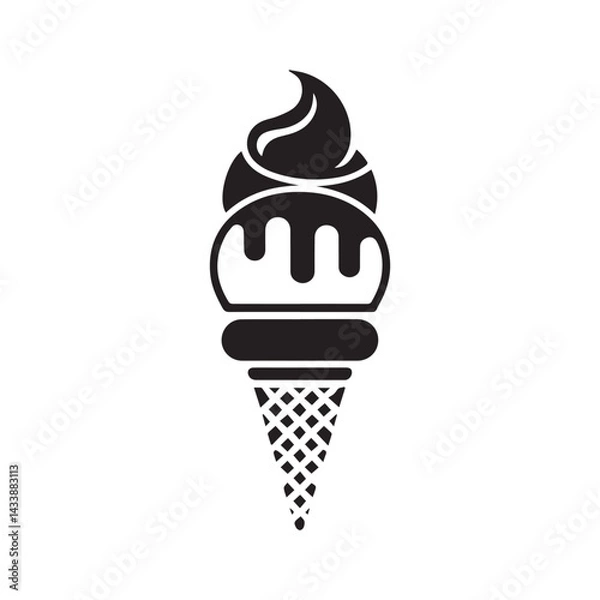 Fototapeta Vector Style Black Gelato on White Background Art