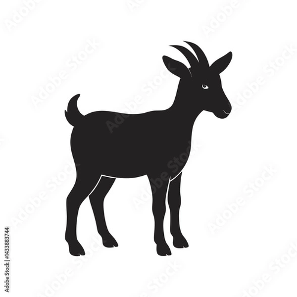 Fototapeta Nigerian Dwarf Goat Silhouette Vector Art