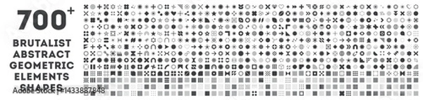 Obraz Abstract geometric elements shapes. Memphis design, retro elements for web, vintage, advertisement, commercial banner, poster, leaflet, billboard, sale. Collection trendy halftone vector.