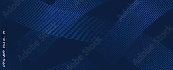 Fototapeta 3D modern wave curve abstract presentation background. Luxury paper cut background. Abstract decoration, golden pattern, halftone gradient, 3d vector illustration. Unique dark blue background