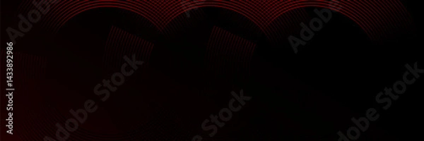 Fototapeta modern red black abstract horizontal banner background with glowing geometric lines.Suitable for covers, brochures, presentations, flyers. vector