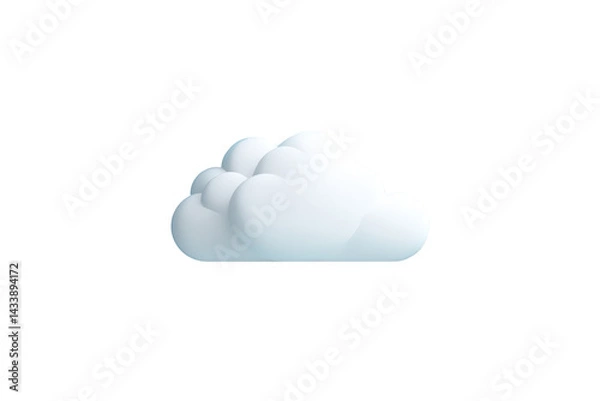 Fototapeta Simple white fluffy cloud 3d render isolated on sky art icon cute soft on transparent background