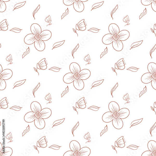 Fototapeta seamless pattern with flowers and leaves 