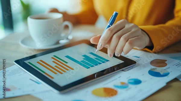 Obraz businessman working on tablet