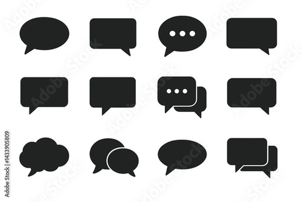 Fototapeta Collection of diverse speech bubble icons for communication and design purposes