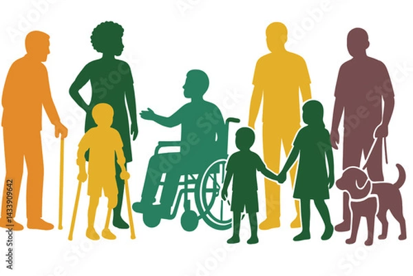 Fototapeta Diverse group of people showcasing inclusivity and community engagement in an icon set