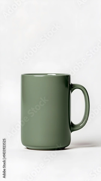 Fototapeta A green coffee mug sits on a white background