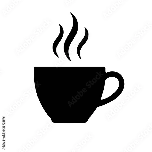 Obraz Stylish black coffee cup with steam rising against a plain background for a cozy atmosphere