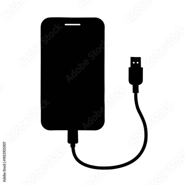 Obraz Mobile phone charging with USB connection in a minimalist style