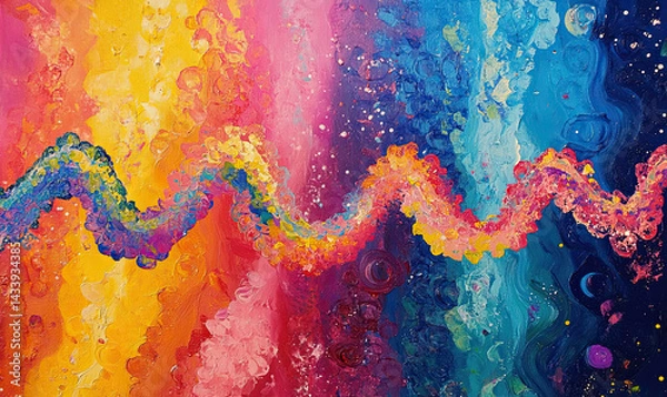 Obraz Vibrant Abstract Painting with Colorful Waves and Textures in Bold Hues