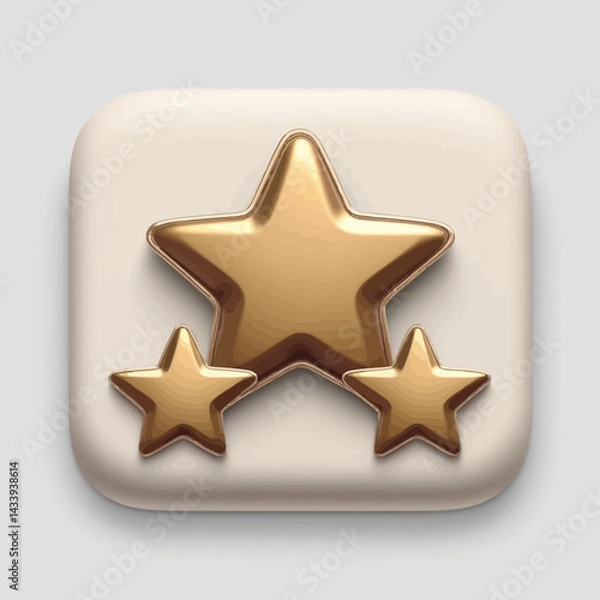 Obraz Three Gold Stars on Rounded Square Background
