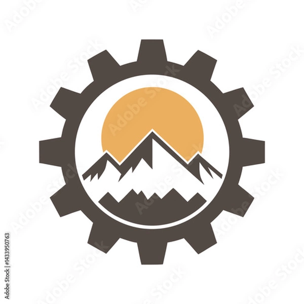 Obraz Mountain and Industrial gear Nature vector Design.