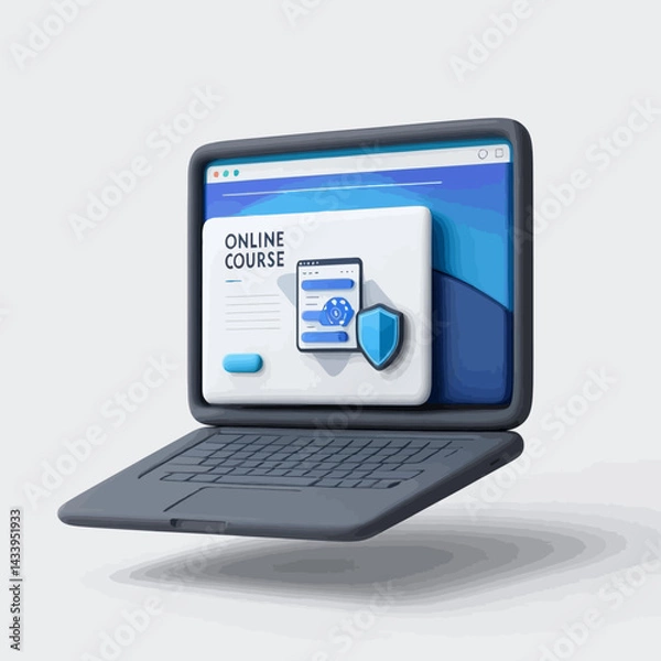 Fototapeta Blue Laptop Representing Safe and Accessible Education