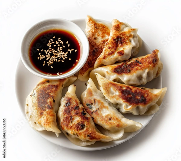 Fototapeta Dumplings with Soy Sauce created with Generative AI Technology, ai, generative