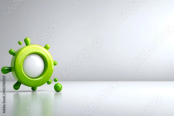 Obraz Bright green abstract shape on reflective surface, vibrant design element suitable for tech themes, space for added text.