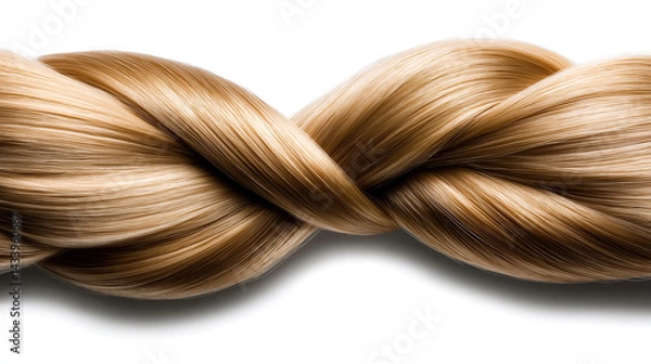 Fototapeta A silky strand of long blond hair is elegantly twisted into a smooth, intricate loop