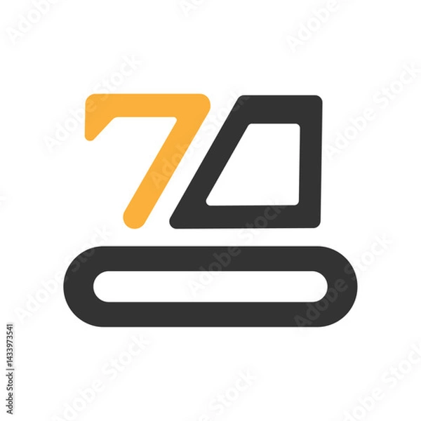 Fototapeta Construction Equipment Logo – Excavator Icon in Flat Minimal Style